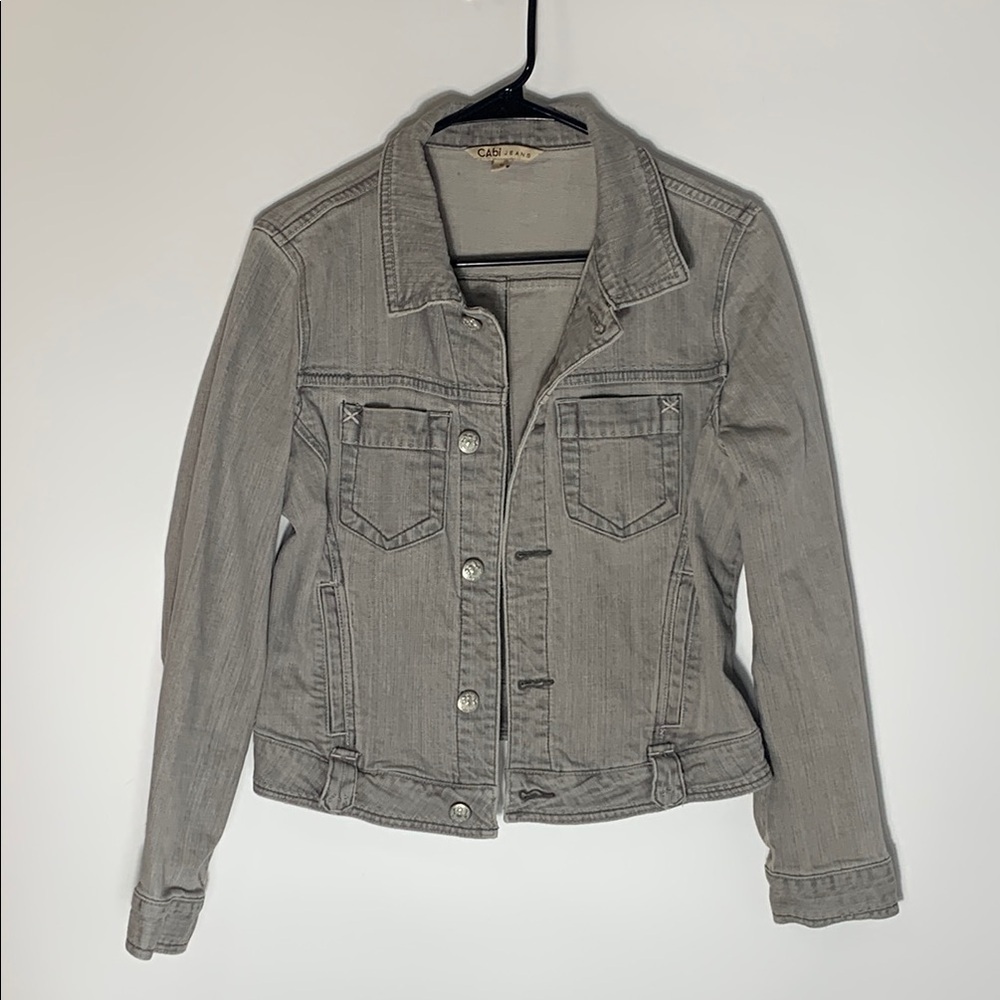 CAbi Jeans  Faded Gray Wash Denim Jacket Women’s Size Medium
